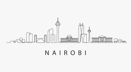 Fototapeta premium Flat Design one line without breaking the Nairobi city.