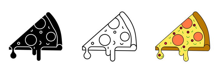 Pizza set icon on white background