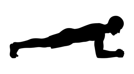 A silhouette of a man performing the plank exercise