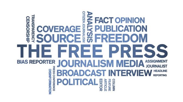 The Free Press animated word cloud-text design animation tag kinetic typography seamless loop.