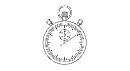 Vintage Stopwatch Illustration - Classic Timekeeping Device Outline
