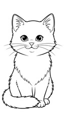 Fototapeta premium Detailed line art of a cute fluffy cat.