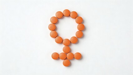 Birth control pills, oral contraceptives, hormonal contraception. The white pills, shaped like the goddess Venus, are placed against a white background. A minimalist approach to women's health.