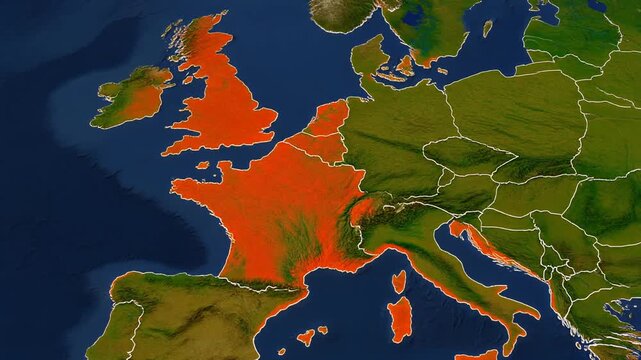 Detailed physical map of Europe showcasing continental geography topography and national borders across Western Central and Southern regions
