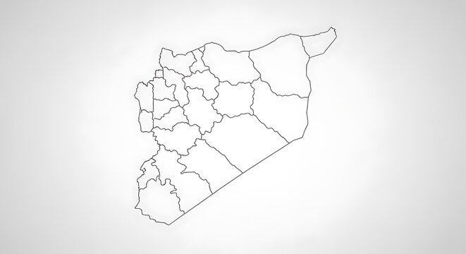 Detailed Outline Map of Syria with Administrative Divisions and Borders.