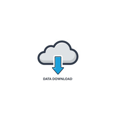 Obraz premium Cloud Storage Data Download Vector Icon with Blue Arrow