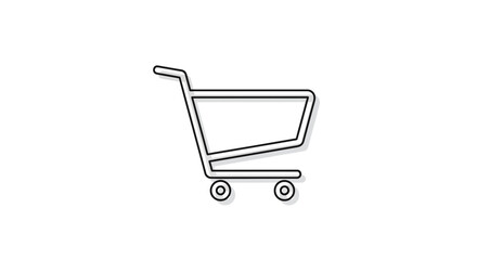 Simple shopping cart icon outline on white background, e-commerce symbol