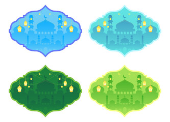 Fototapeta premium Islamic Frame Collection with Mosque Silhouettes in Four Colors