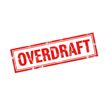 Red overdraft stamp isolated on transparent background