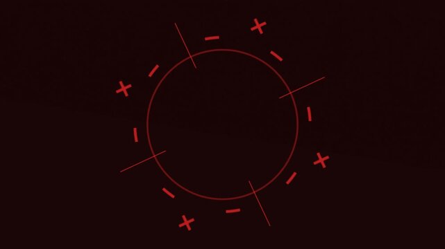 Abstract Circle Rotating with Red Graphics on Dark Background Animation