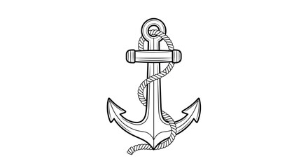 Naklejka premium Nautical Anchor with Rope Illustration - Vintage Marine Symbol