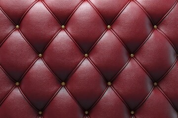 Fototapeta premium Elegant Crimson Upholstery: A luxurious, close-up view of diamond-stitched, crimson leather upholstery, showcasing a rich texture and subtle elegance.