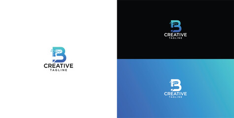 technology logo vector. B initial logo design © micky_adb