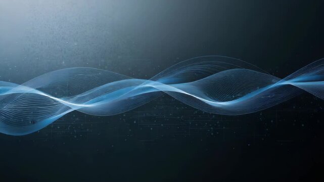 Blue flowing wave lines crossing over dark digital background creating calm futuristic motion