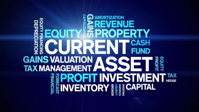 Current Asset animated word cloud-text design animation tag kinetic typography seamless loop.