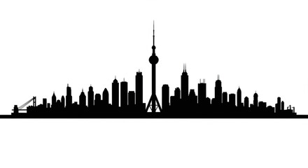 Obraz premium Silhouette of toronto city skyline with cn tower