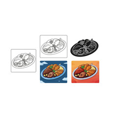 Cartoon Meal Plate Illustration Styles: Outline, Silhouette & Color Versions