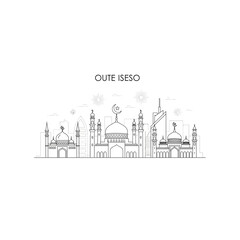 Obraz premium Minimalist Outline Middle Eastern City Skyline Vector Illustration