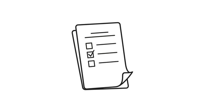 Checklist To Do List Paper with Check Mark and Lines - Simple Line Drawing