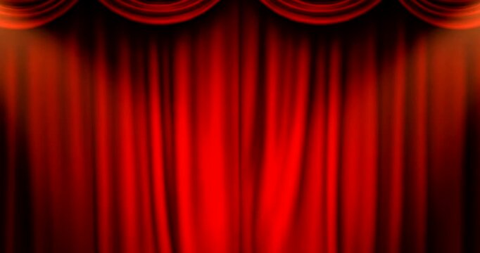 Red Theater Curtain Opening Slowly.