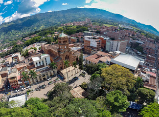 Fototapeta premium Girardota, Antioquia - Colombia. December 30, 2025. Aerial drone view. It is located 1,425 meters above sea level.