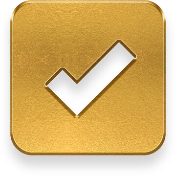 Golden metallic icon of a checked checkbox for task completion