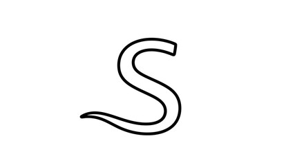 Stylized Snake Letter S, Alphabet, Calligraphy, Serpent, Reptile, Creative Design