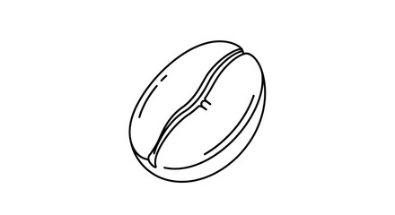 Single Coffee Bean Outline Icon, Minimalist Line Art, Isolated on White Background