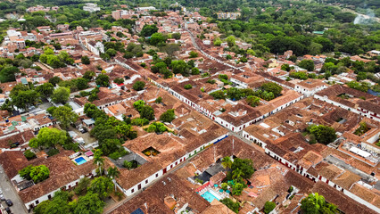 Fototapeta premium Santa Fe de Antioquia, Colombia. February 15, 2026. Drone photograph of the municipality, which was the capital until April 17, 1826.