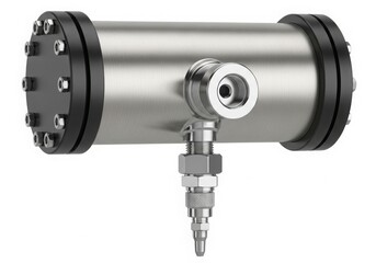 Industrial stainless steel pipe with a valve and a threaded connection
