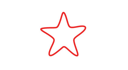Obraz premium Hand Drawn Red Star Outline on White Background - Simple Graphic Element