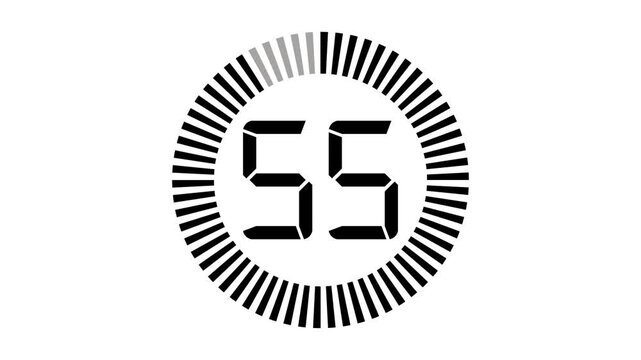 Round circle 60 to 0 seconds countdown animation on black background. 1 minute countdown timer. Countdown timer, circle countdown animation for special deal Promotions.