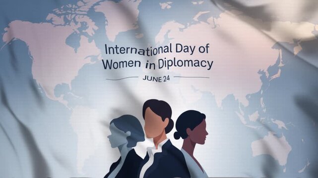 Featuring the International Day of Women in Diplomacy with a waving flag style, Great for opening videos, campaign videos, greetings