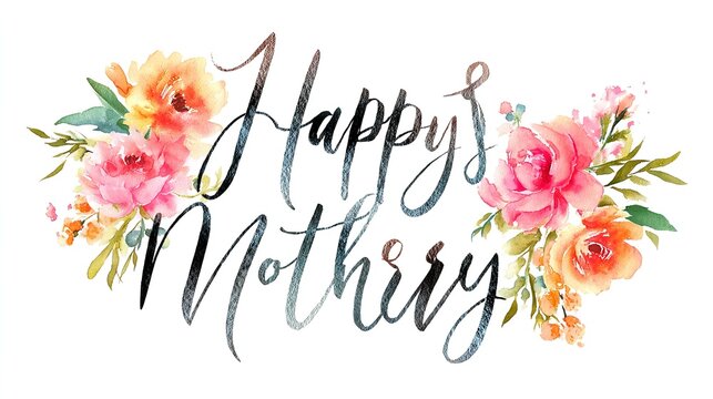 A beautiful floral design with the words Happy Mother's Day written in elegant cursive script