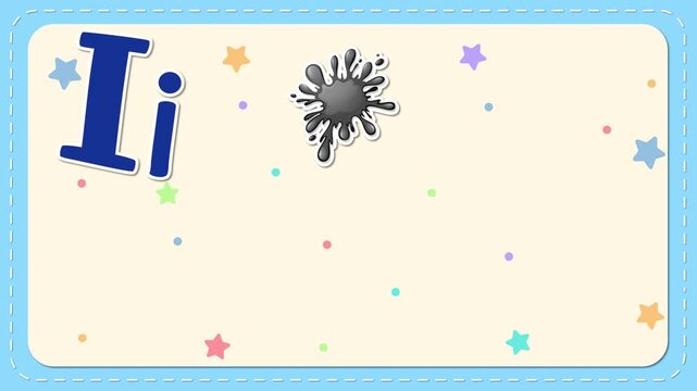 Animated Educational Alphabet Flashcard for the Letter I with Vocabulary Words