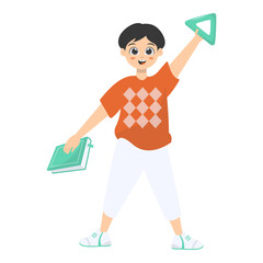 Fototapeta premium Cheerful Child Character on White Background. Isolated Vector Illustration.