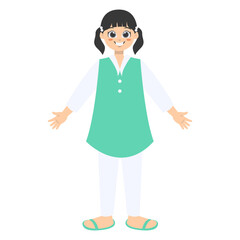 Cheerful Child Character on White Background. Isolated Vector Illustration.