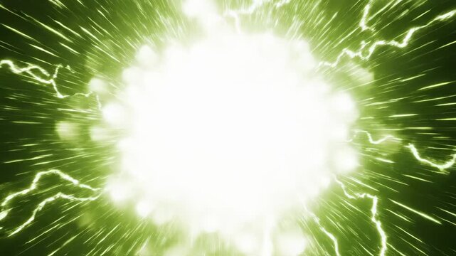 Bright green explosion with lightning bolts and energy release