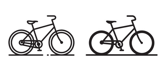 Obraz premium Minimalist Bicycle Line Art Icons Vector Set. Simple Outline Bike Symbols for Transport, Sports, and Eco-Travel.