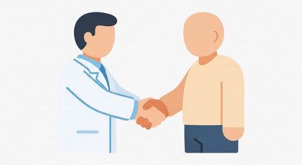 Doctor and patient shaking hands in a medical consultation setting with trust and agreement