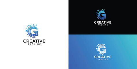 Technology logo vector. G initial logo design © micky_adb