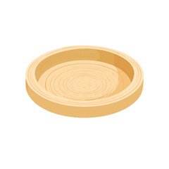 Premium Transparent Round Bamboo Serving Tray Illustration EPS