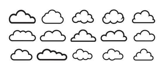 Obraz premium Collection of Stylized Cloud Icons and Line Art. Elements for Design Projects, Various Shapes and Sizes.