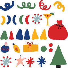 Colorful Hand-Drawn Party and Holiday Elements Collection