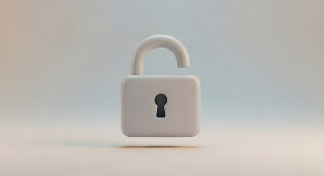 3D Cyber Security and Data Protection Icon Set on Minimal Background