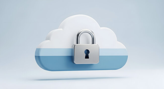 3D Cyber Security and Data Protection Icon Set on Minimal Background