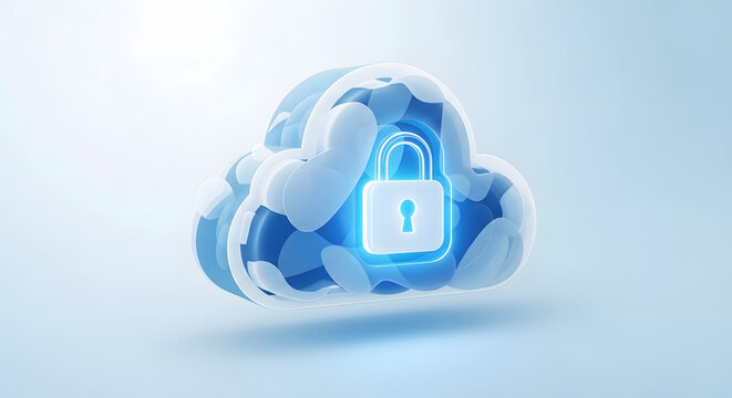 3D Cyber Security and Data Protection Icon Set on Minimal Background