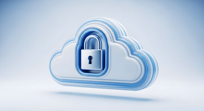 3D Cyber Security and Data Protection Icon Set on Minimal Background