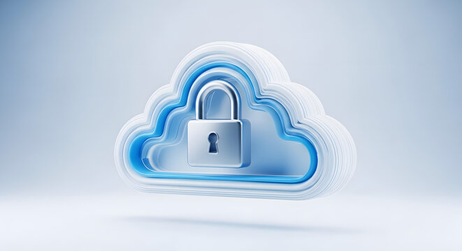 3D Cyber Security and Data Protection Icon Set on Minimal Background