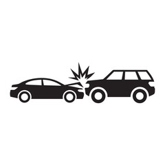 Fototapeta premium Two cars colliding with impact shown in a simple illustration